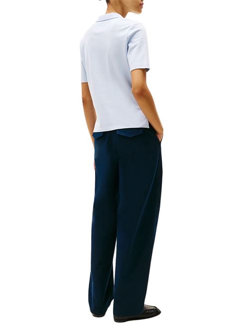 Polo donna celeste in cotone Tommy Hilfiger | WW0WW43225C1O